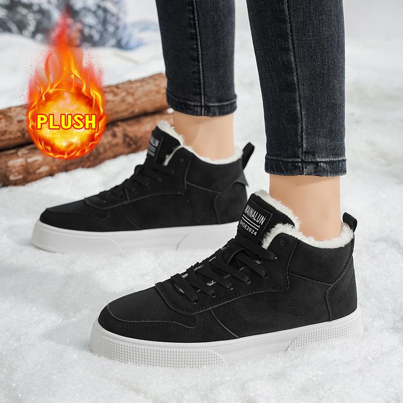 Women's velvet warm high-top cotton shoes winter cold-proof platform casual shoes lace-up winter board shoes