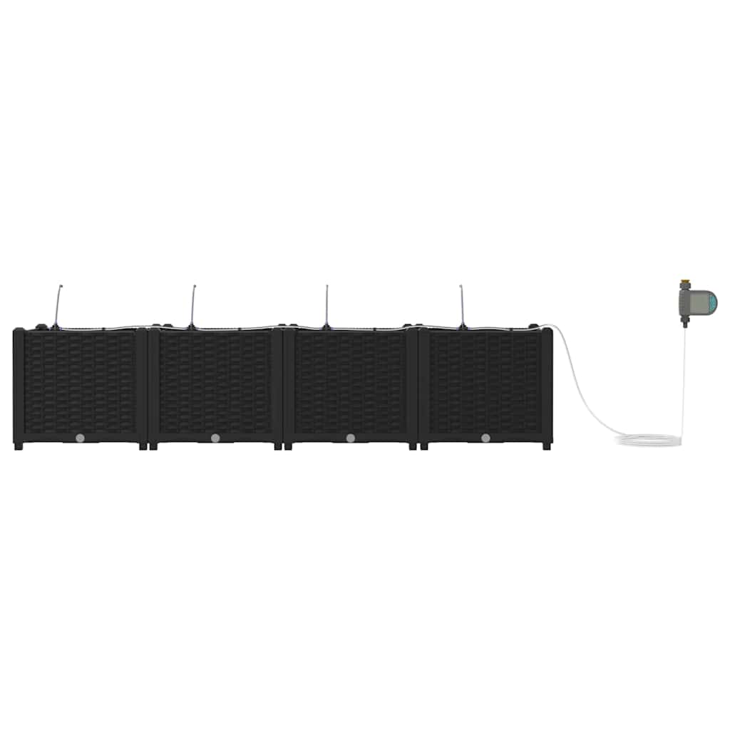 Garden Planter Set 4 pcs Black 160 x 40 x 37.5 cm Plastic