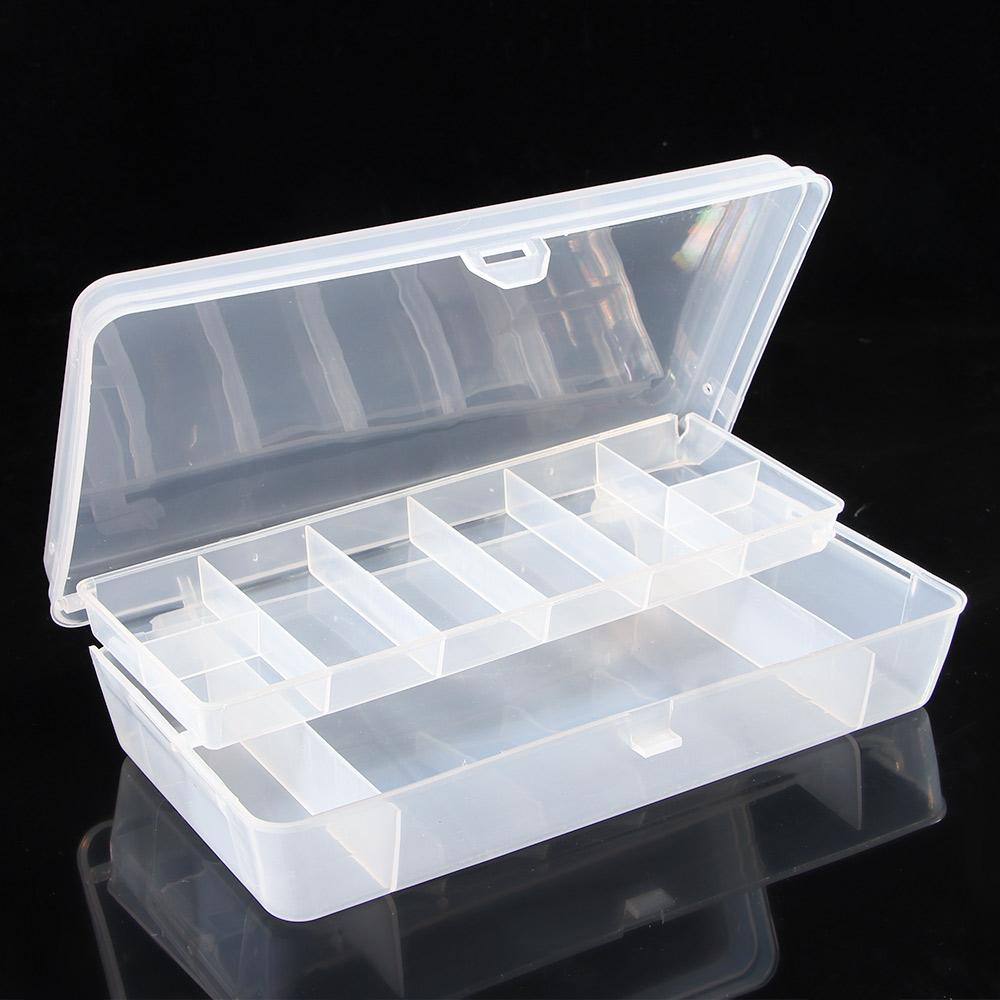 

Universal Compartments Plastic Double Tray Storage Cases Tackle Box Hand Tool Organizer Two-Sided