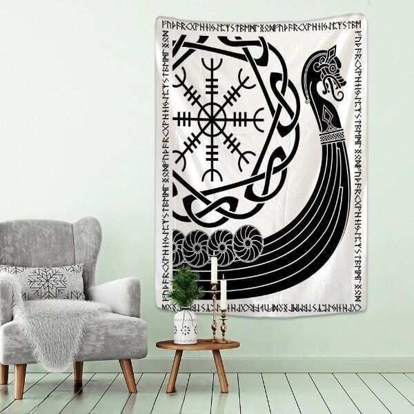 Tapestry Viking Raven Wall Hanging Mysterious 75x100