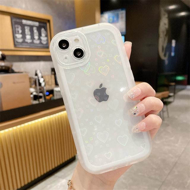 

Лазерный блестящий голографический чехол с сердечком для телефона Iphone 13 11 12 Pro Max Xr X Xs Max 14plus прозрачный мягкий бампер For iPhone 13Pro Max