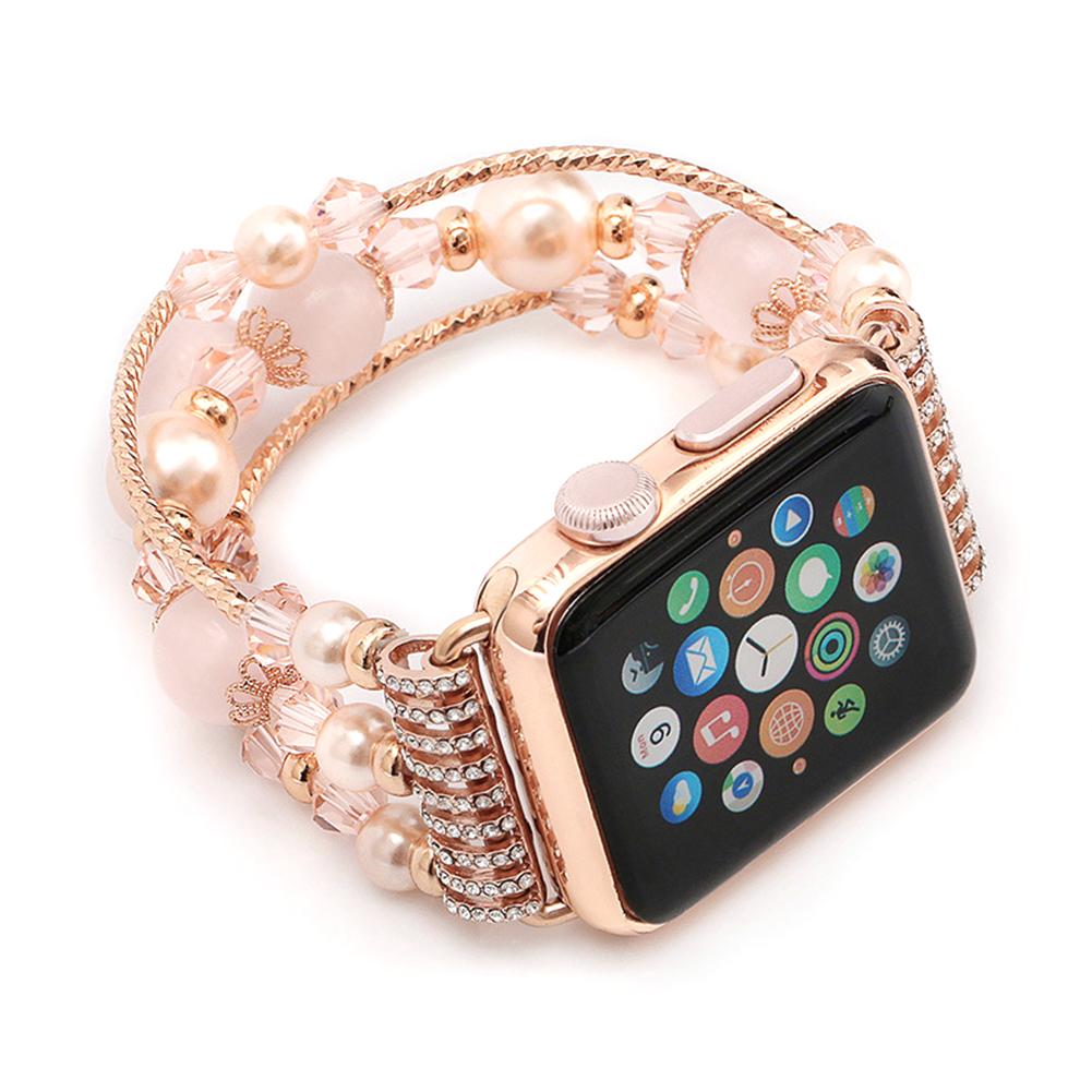 Fashion Faux Agate Beads Bracelet for Apple iWatch Series 1 2 42/38mm Women's Watch Band Strap