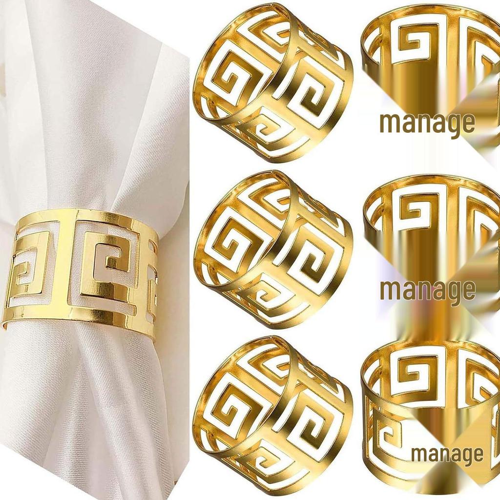 Minimalist Gold Hollow Napkin Ring for Wedding Banquet Decor