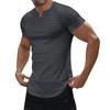 Men's Solid Color Light V-neck Strip Casual Short Sleeve