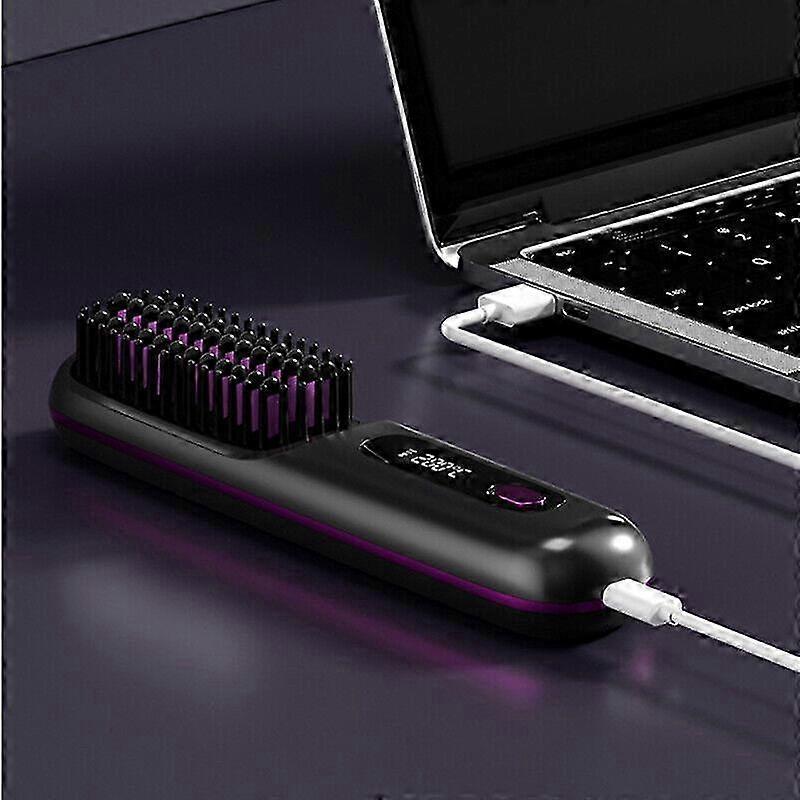 Go Brush Pro Portable Hair Straightener Brush, Ionic Straightening Brush for All Hair Types, Fast Styling, Anti-Scald Design, Travel-Friendly