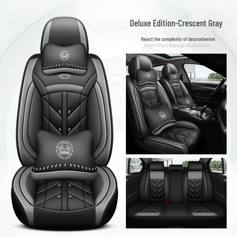 Universal Full Leather Car Seat Cushion for Five-Seaters - All-Season Coverage
