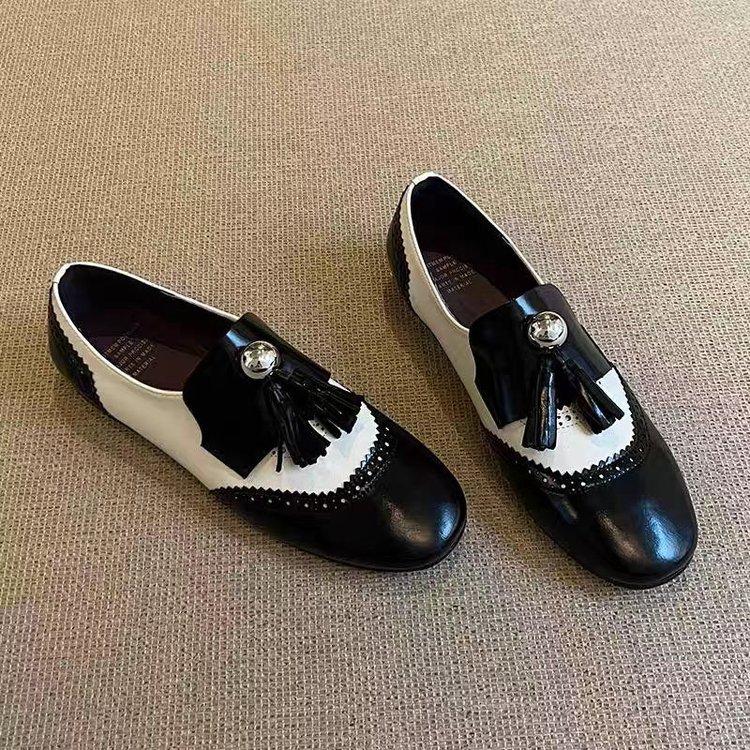 British style Brock carved tassel Mary Jane single shoes women's 2025 new retro one-pedal small leather shoes