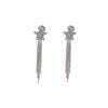 Exquisite Light Luxury Diamond-Encrusted Five-Pointed Star Mosquito Coil Disc Ear Clips, High-End Long Tassel Earrings For Women Without Ear Piercings
