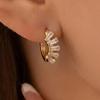 18K Gold-Plated Pure Copper Earrings with Four Zircon Studs - European & American Style, High-End Classic Design for Women