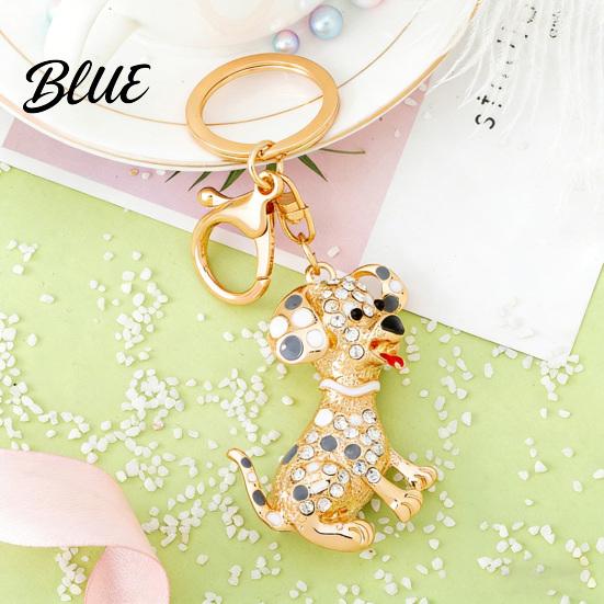 Alloy Keychain Pendant Rhinestones-Encrusted Cartoon Puppy Charm Key Chain Durable