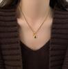 Maillard Tiger Eye Bead Round Pendant Necklace - Retro Casual Style Sweater Chain, Simple and Versatile.