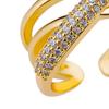 Finger Ring Adjustable Open Design Multi-Layer Interlaced Winding Shape Finger Band with Full Rhinestone Inlay Jewelry Gift