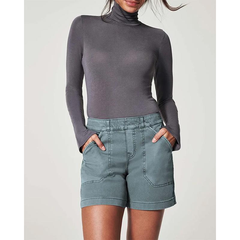New hot-selling European and American women s denim shorts elastic twill canvas shorts S синий
