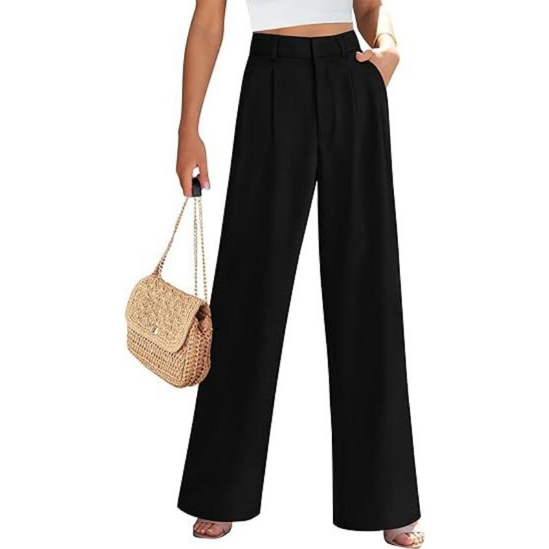 Women High Waist Straight Leg Loose Business Casual Wide Leg Suit Pants