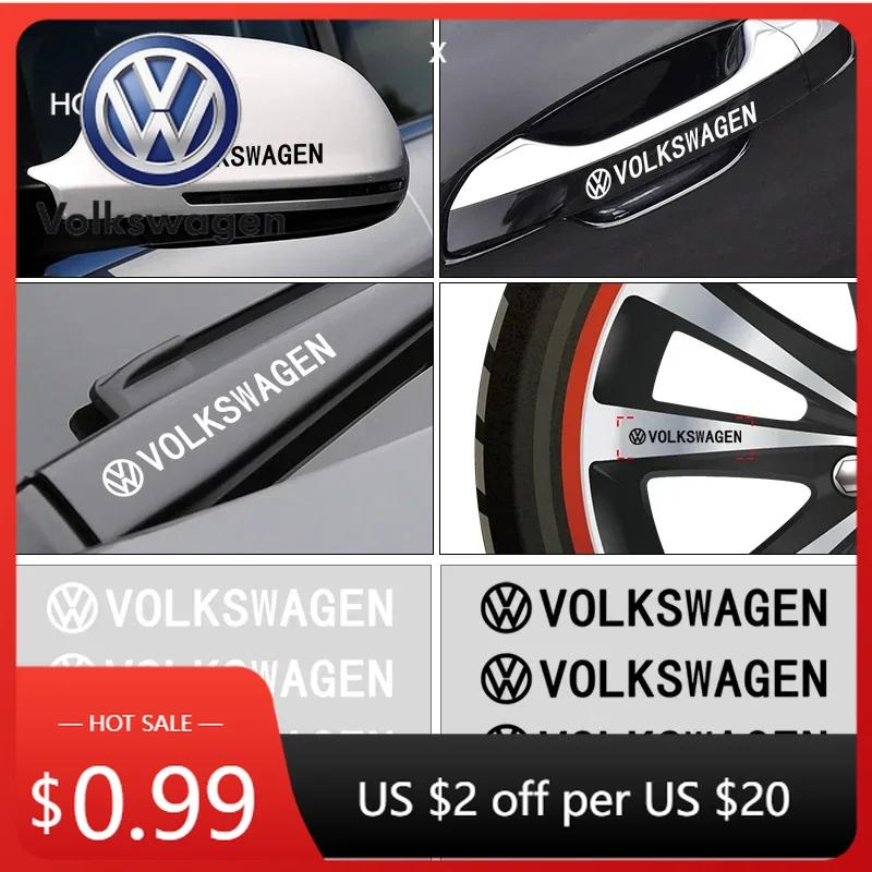 For VOLKSWAGEN VW 2025 For VW POLO 4Pcs Car Door Handle 3D Stickers Tire Rear View Mirror Decals For Volkswagen CC Golf 4 6 7 GT