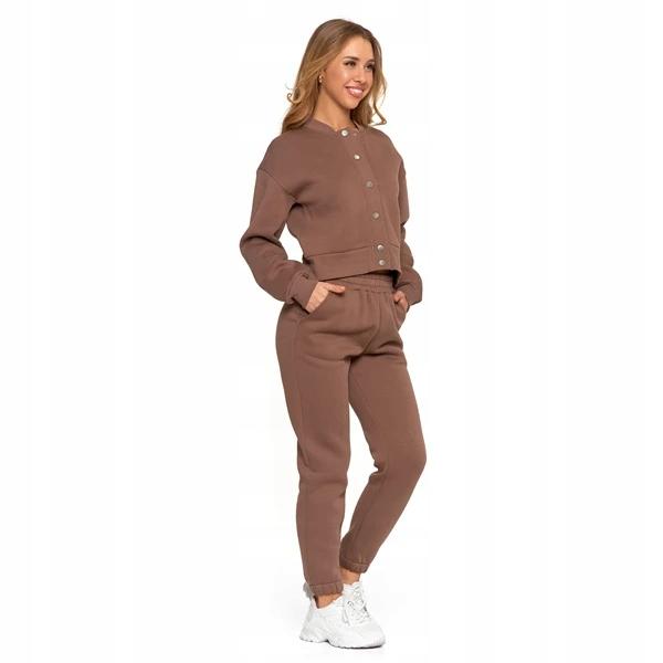 Women's Warm Joggers with Plain Pattern MORAJ L MOCCA