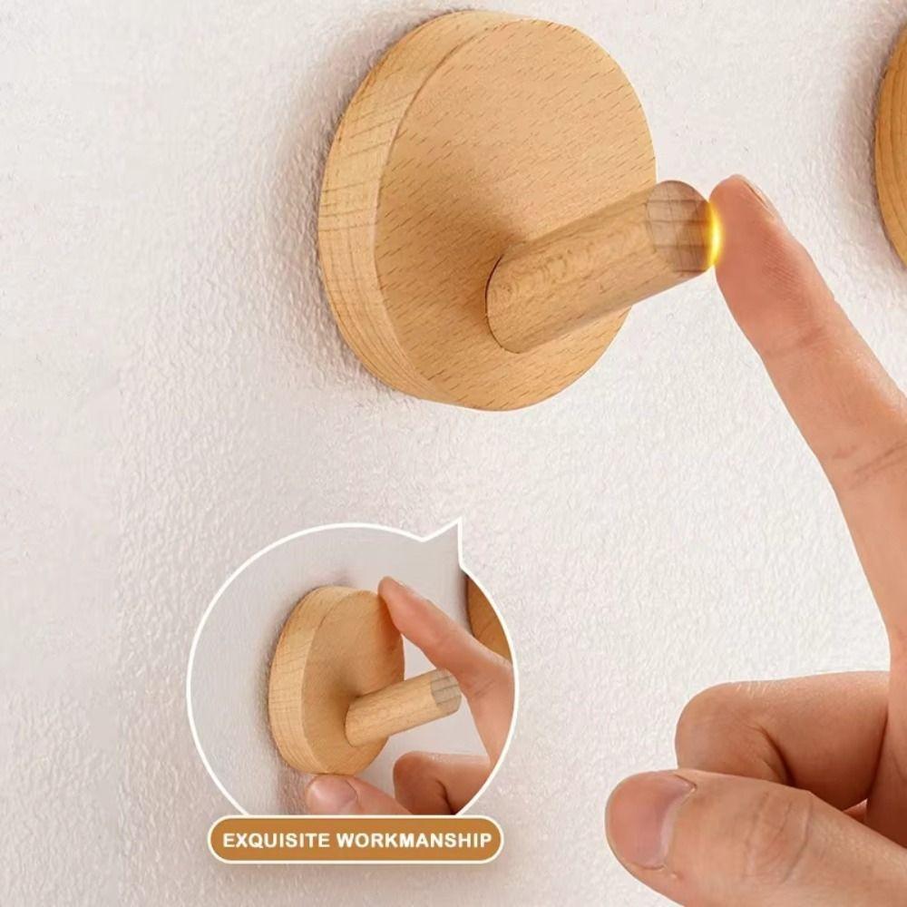 4pcs Beech Walnut Wood Hanging Hanger Solid Wood Wall Hook Decor Hook Towel Hook Bedroom Storage