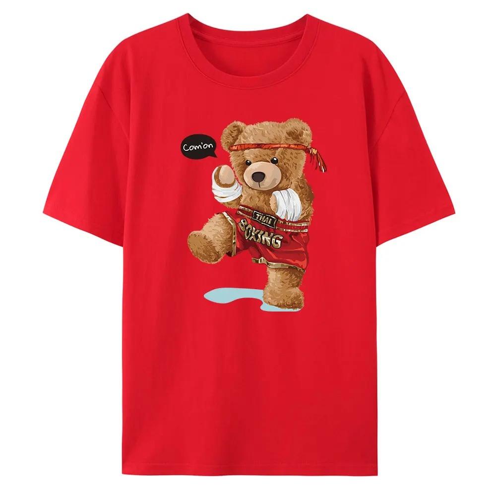 Women's Casual Short-sleeved T-shirt with Bear Print, A Stylish and Loose-fitting Top Graphic T Shirts Summer Streetwear Y2K Top