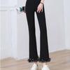 Women Summer Design Lace Polka Dot Pants Patchwork Elastic High Waist Slim Trousers