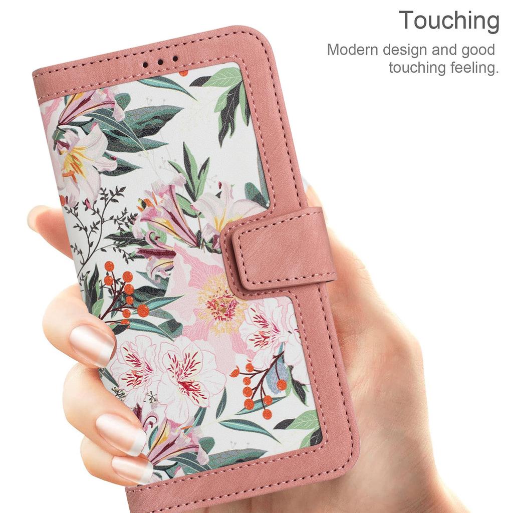 For iPhone 17 Air Case PU Leather Floral Phone Cover with Card Slots