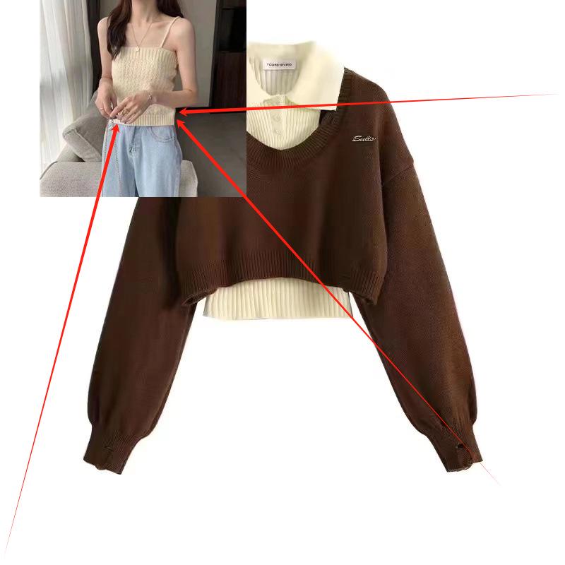 Dámský pletený svetrový set ve vysokoškolském stylu: Dvoudílný komplet inspirovaný korejským dramatem podzim/zima.