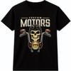 Custom Motors T Shirt Skull Biker Garage Mechanic Motorcycle Graphic Tee