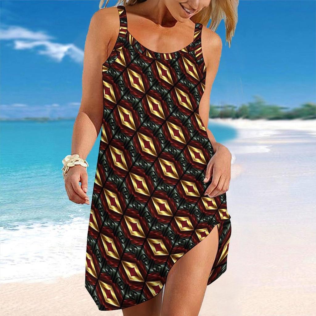 Women's Beach Dress Mini Dress Retro Print Casual Modern Dress Sleeveless Loose Fit Outdoor Daily Summer
