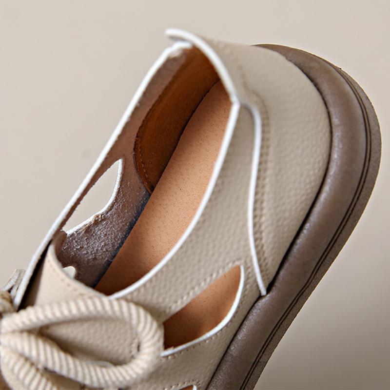 Summer Women Fashion Sandals Hollow Out Women's Leather Shoes Walking Comfortable Soft Sole Shoes Casual Breathable Single Shoes