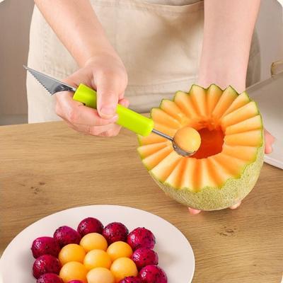 Nôž na vyrezávanie ovocia, krájač na melón, lopatový tanier na ovocie, oddeľovač ovocného pyré, malý kuchynský a domáci nástroj