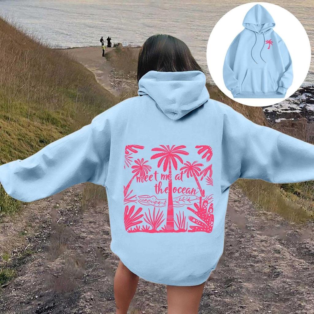 Puff Hoodies Sweatshirt For Women Oversized Fall Graphic Long Sleeve Hoodies Casual Pullover With Pockets