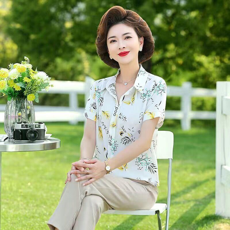 Women's Shirt Short Sleeved Summer New Versatile Loose and Fashionable Printed Shirt Top