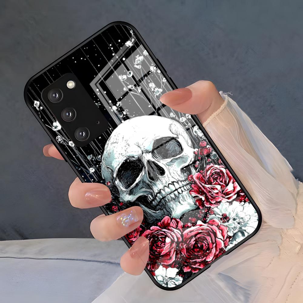 Spooky Skull Patterns Phone Case For Samsung S26 S25 Plus S20 S20 Plus S22 Ultra S23 FE S21 Plus S21 Ultra Glass Cover