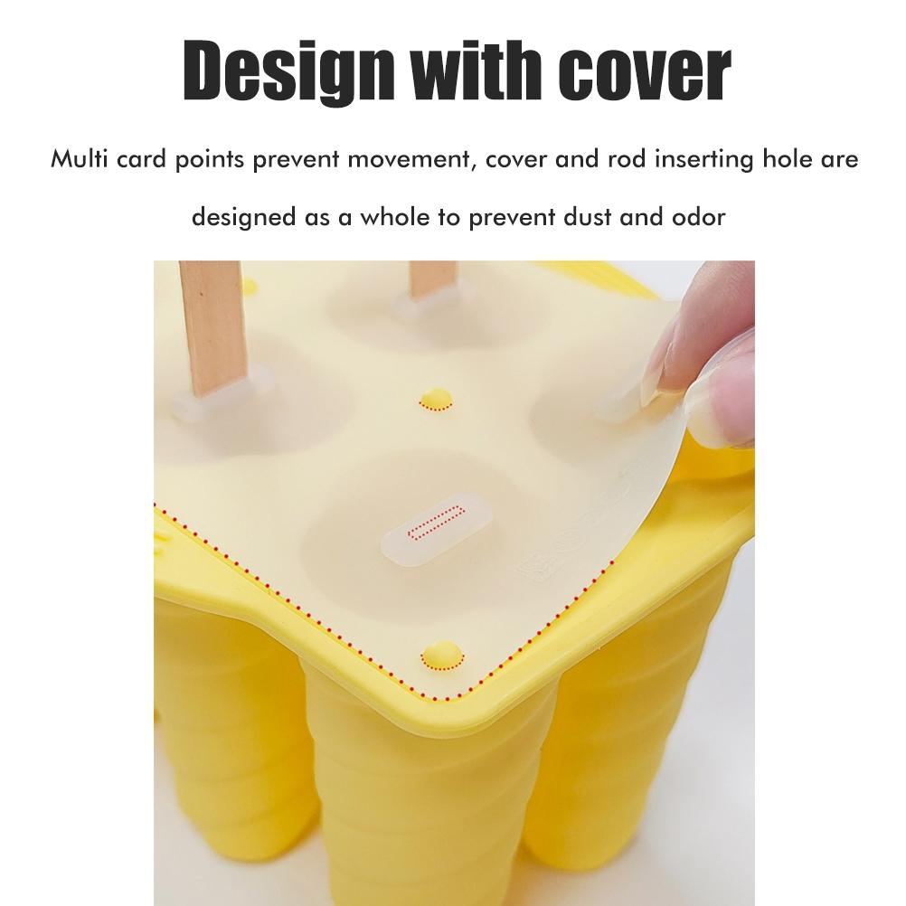6 Cavity Carambola Silicone Ice Cream Mold with Lid DIY Ice Lolly Mold Popsicle Ice Mould