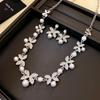 "High-End Luxury Drop Necklace and Earrings Set - European and American Niche Versatile Jewelry"