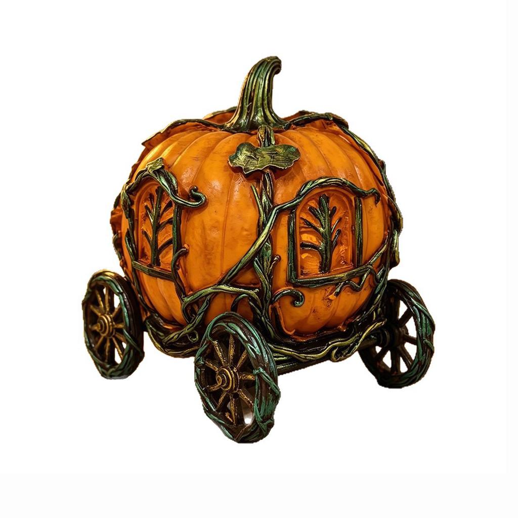 Figurka dyniowego powozu na Halloween z żywicy do dekoracji imprezowej, centralny element jesiennej dekoracji domu