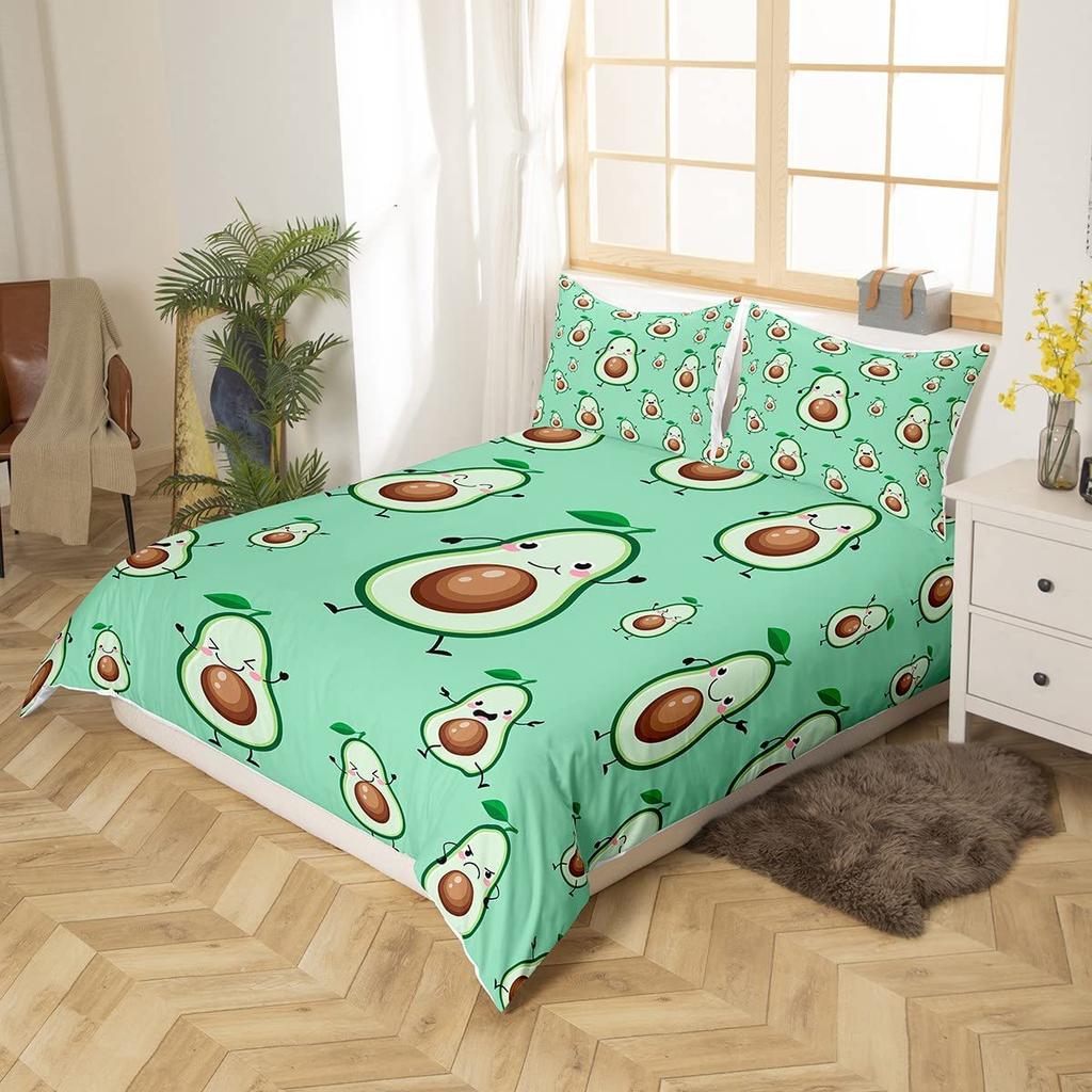 Avocado Duvet Cover Three-piece Set Fun Pattern Bedding Set with Pillowcase