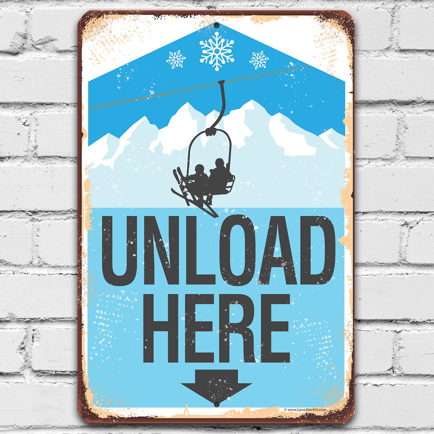 

f1Vintage Ski Signs Ski Lift Unload Here Ski Metal Sign Use IndoorOutdoor Great Ski Lodge Decor Ski Condo Decor and M 20x30cm（7.8x11.8inch）