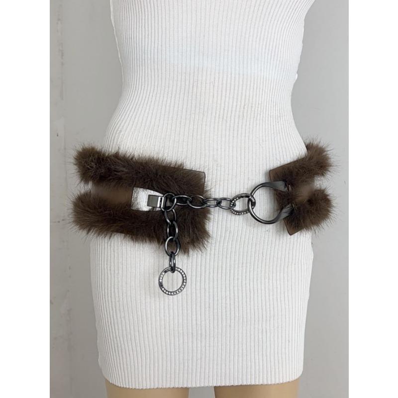 New Rabbit Fur Belt, Fur Belt, European and American Sexy Hot Girl Waist Seal Wide Belt