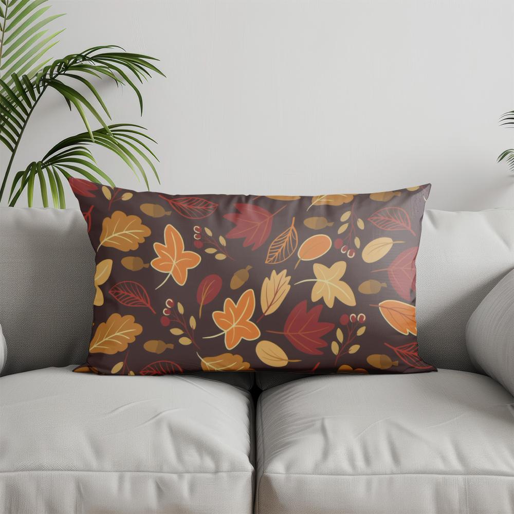 Home Decor Autumn Maple Leaf Pattern Pillow Suitable For Sofa Bedroom Car Pillow Cover Cushion Rectangular Back Cushion