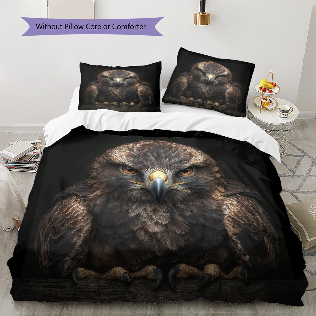 Black eagle Pattern Bedding Home Decoration Birthday Gift (1 * duvet cover + 2 * pillowcase, without core)