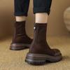Krazing Pot Microfiber Flock Autumn Winter Shoes Thick Med Heels Size 43 Modern Boots Stretch Ankle Boots