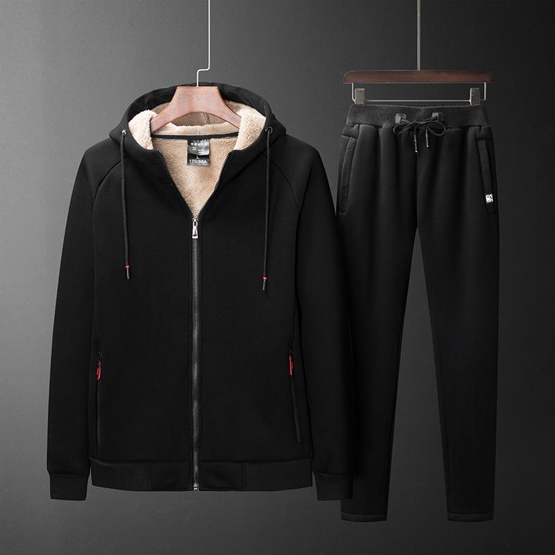 Men Cotton Winter Sporting Hooded Jacket Sweatshirt+Pants Sweatsuits 2PCS Tracksuit Men Clothes