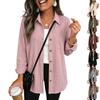 Women's Fashion Loose Fit Button Front Long Sleeve Cardigan Shirt Top for Everyday Wear
