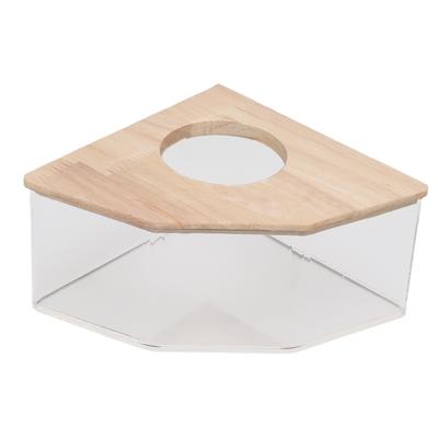 Hamster Bath Box Right Angle Fan Acrylic Safe Hamster Sand Bathroom for Small Pet Hamster