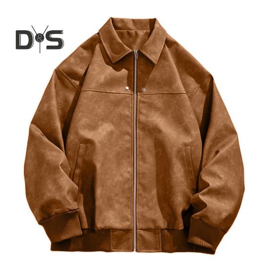 

Мужская куртка, пальто с лацканами, длинный рукав, однотонное пальто с карманами, свободный крой, застежка-молния, универсальная верхняя одежда M коричневый