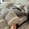 Sleep Grid All Cotton High Count High-Density Combed Cotton Nordic Gentleman Style Four Piece Set