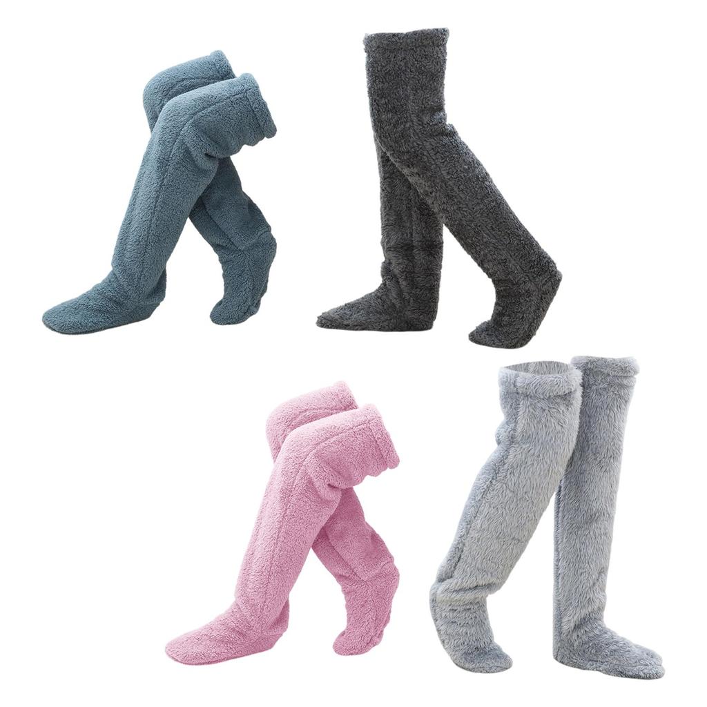 Leg Warmers Long Fuzzy Over Knee Socks Thigh High Stockings Boot Cuffs Open Toe Footless Non Slip