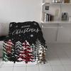 Merry Christmas Trees Blanket Super Soft Flannel Fleece Winter Forest Snowflake Throw Blanket Lightweight Cozy Fuzzy Plush Red