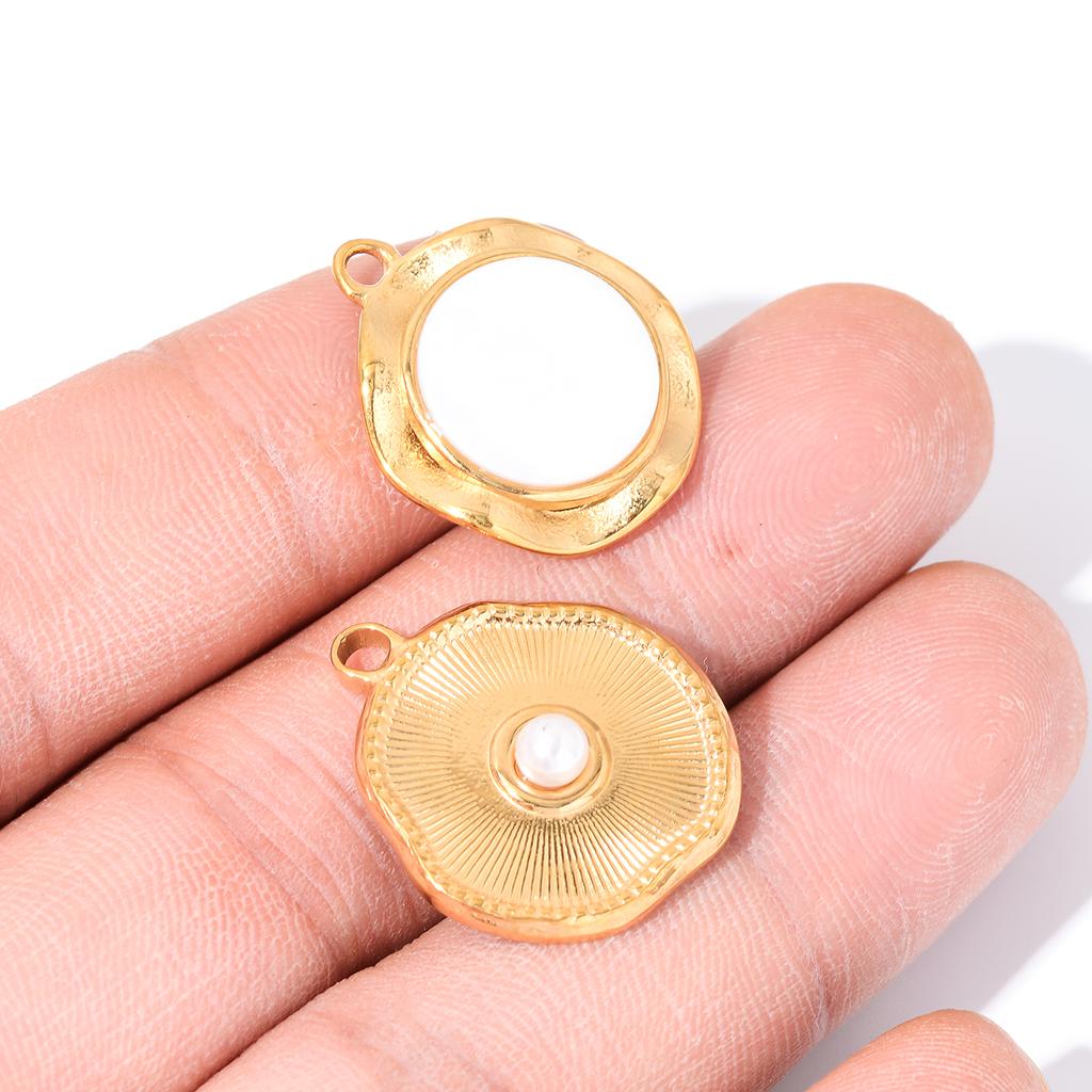 4Pcs Stainless Steel Shell Pearl Charm Pendants Drop Oil Dot Drill Craft DIY Jewelry Making Necklace Bracelet Accessories