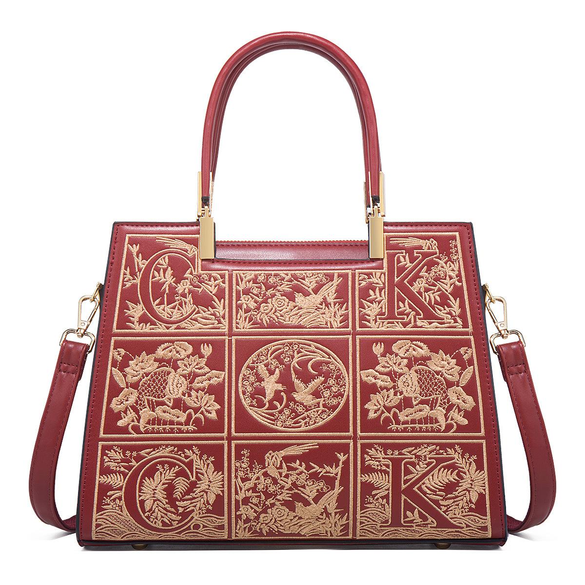 Ladies Bag Mother S Day Gift Embroidery Mother Red Wedding Bag Handbag Messenger Women S Bag бордовый